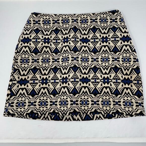 VTG 8 Divided 80s Skirt Mini Women Sz4 Native American Print Artsy Sturdy Cream - Picture 1 of 9